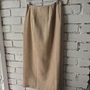 Jax Beige Houndstooth Midi Pencil Skirt